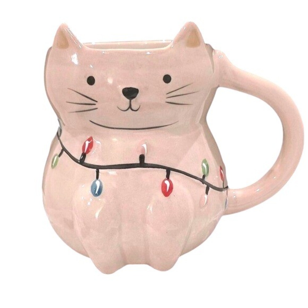 Wondershop 2024 16oz Stoneware Figural Cute Christmas Cat‎ Mug